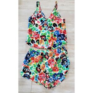 Victoria's Secret PS Satin and Lace Top & Shorts Two Piece Pajamas *defect* Vtg